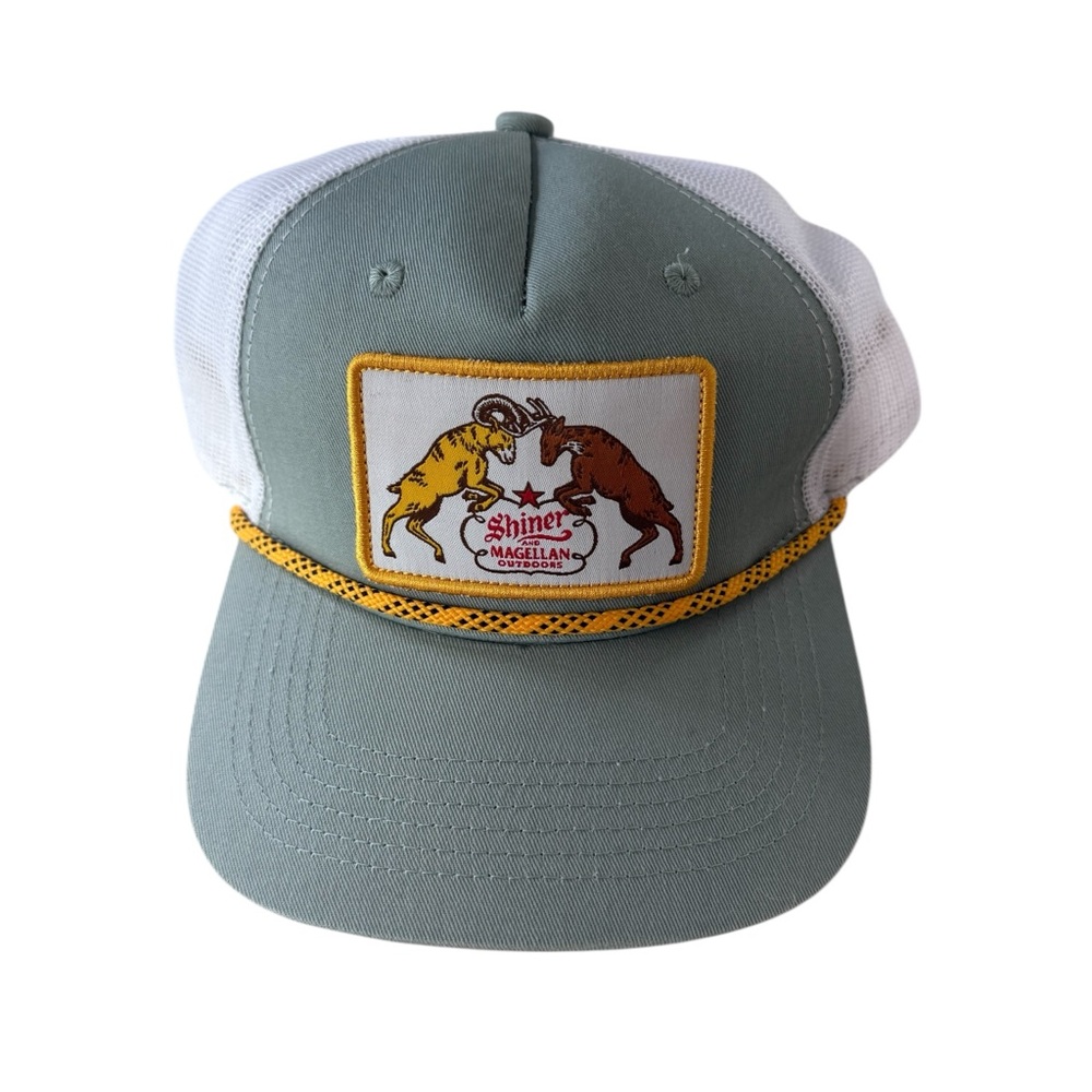 Magellan Outdoors Shiner graphic White Mesh trucker‎ hat